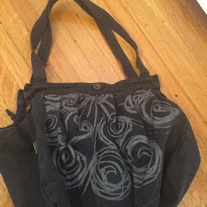 black canvas shoulder tote satchel